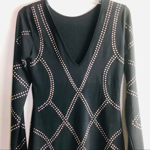 💲SOLD 💲SOLD PRIVY Black dress studded details stretch Sz M - Picture 9 of 12
